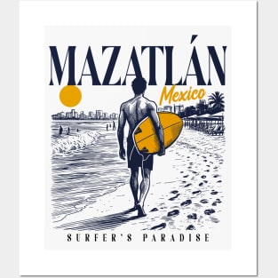 Vintage Surfing Mazatlan, Mexico // Retro Surfer Sketch // Surfer's Paradise Posters and Art